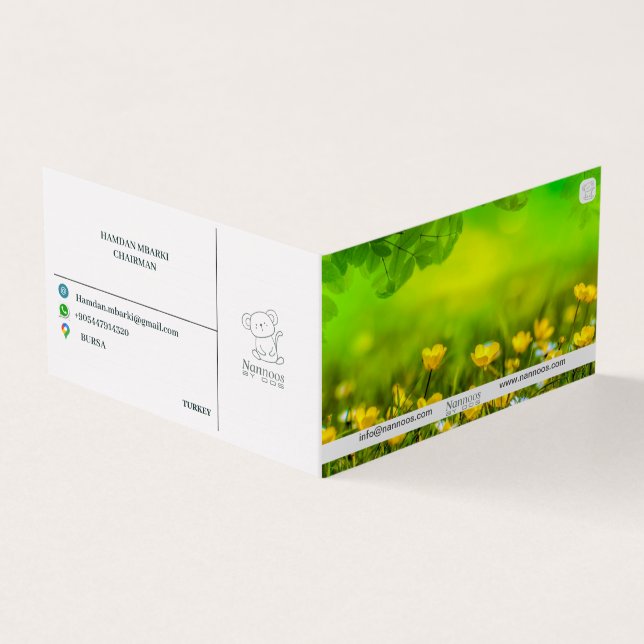TARJETA DE VISITA NANNOOS CARTA DE NEGOCIO FOLDEADA (Exterior)