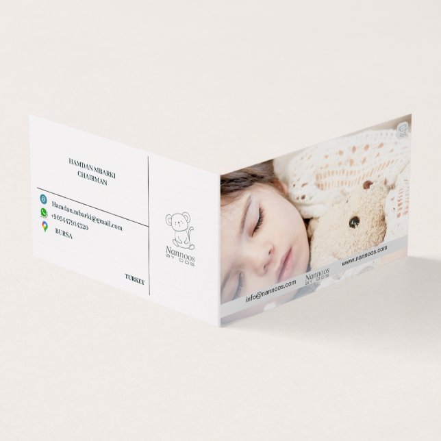 TARJETA DE VISITA NANNOOS CARTA DE NEGOCIO FOLDEADA (Exterior)