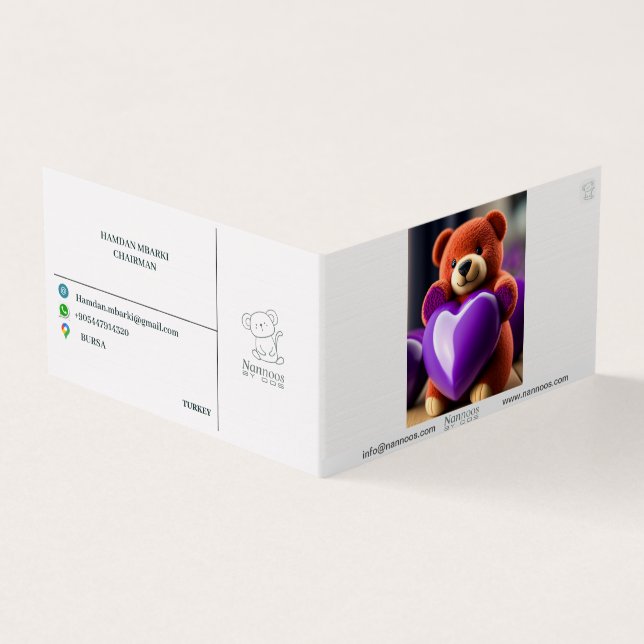 TARJETA DE VISITA NANNOOS CARTA DE NEGOCIO FOLDEADA (Exterior)