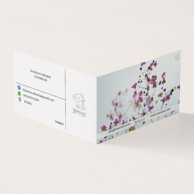 TARJETA DE VISITA NANNOOS CARTA DE NEGOCIO FOLDEADA (Exterior)