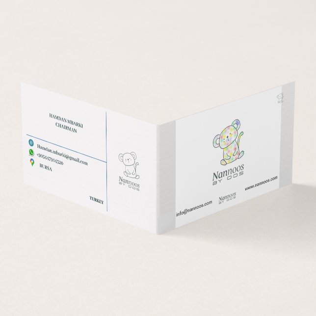 TARJETA DE VISITA NANNOOS CARTA DE NEGOCIO FOLDEADA (Exterior)