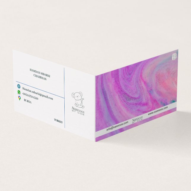 TARJETA DE VISITA NANNOOS CARTA DE NEGOCIO FOLDEADA (Exterior)