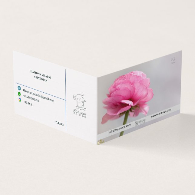 TARJETA DE VISITA NANNOOS CARTA DE NEGOCIO FOLDEADA (Exterior)