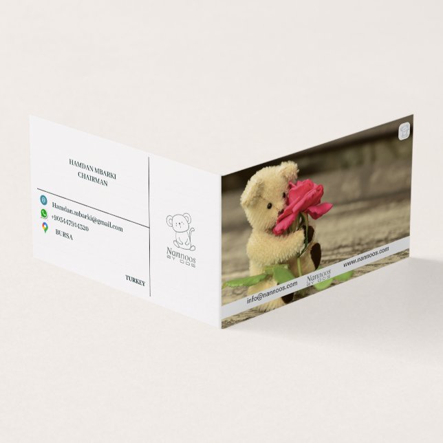 TARJETA DE VISITA NANNOOS CARTA DE NEGOCIO FOLDEADA (Exterior)