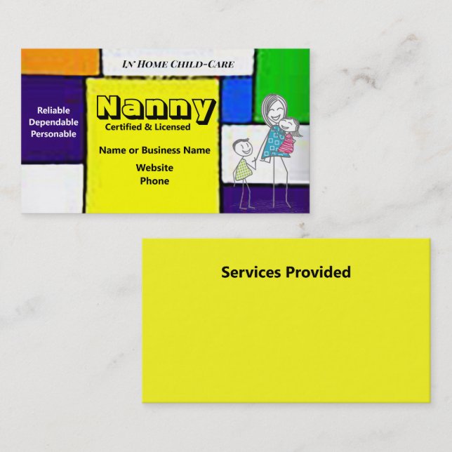 Tarjeta De Visita Nanny Business Card (Anverso / Reverso)