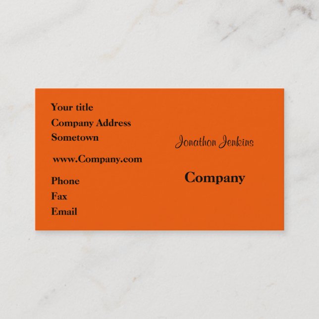 Tarjeta De Visita Naranja (Anverso)