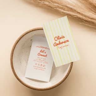 Tarjeta De Visita Naranja Amarillo con mano dibujado en negrita Boho