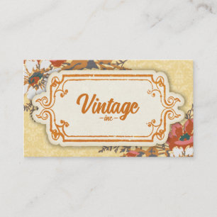 Tarjeta De Visita Naranja amarillo Vintage Retro Floral