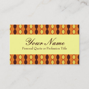 Tarjeta De Visita Naranja amarillo y patrón retro marrón 70