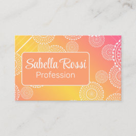 Tarjeta De Visita Naranja arcoiris con doble crudo amarillo Mandala 