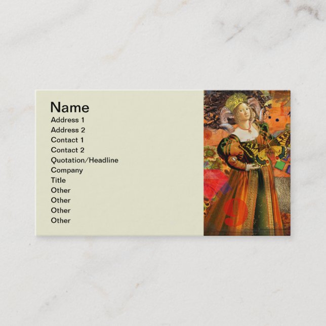 Tarjeta De Visita Naranja Aries Mujer: Collage de arte gótico ram an (Anverso)