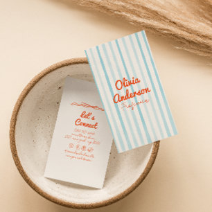 Tarjeta De Visita Naranja azul escrito de mano Whimsy Boho Único
