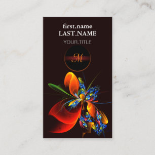 Tarjeta De Visita Naranja azul Floral Moderno Resumen Patrón de arte