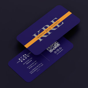 Tarjeta De Visita Naranja azul oscuro profesional Marketing moderno