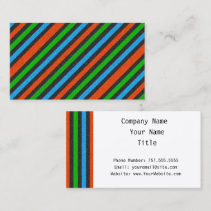 Tarjeta De Visita Naranja, azul, verde, Purpurina negro rayado STayl