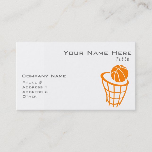 Tarjeta De Visita Naranja Baloncesto (Anverso)
