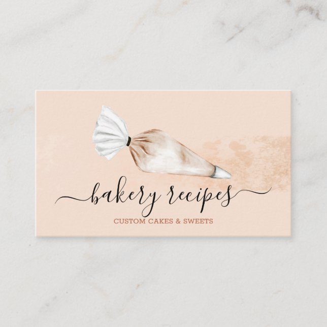 Tarjeta De Visita Naranja Beige Pastelería Cocina Panadería Mezcla C (Anverso)