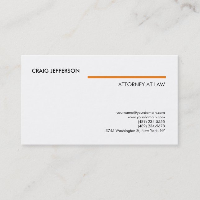 Tarjeta De Visita Naranja blanco consultor abogado abogado abogado m (Anverso)