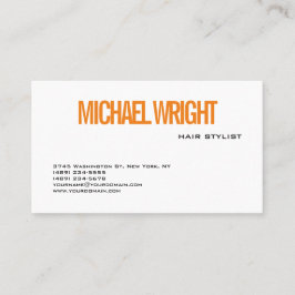 Tarjeta De Visita Naranja Blanco Moderno sencillo negrita Minimalist