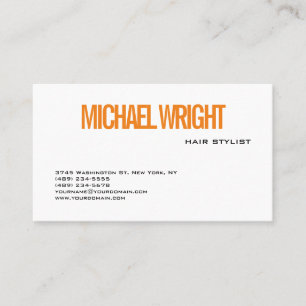 Tarjeta De Visita Naranja Blanco Moderno sencillo negrita Minimalist