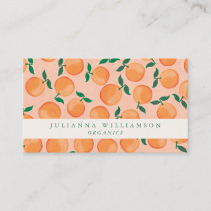 Tarjeta De Visita Naranja Boho Moderna Fruta Cítrica Rubor Verde