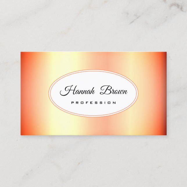 Tarjeta De Visita Naranja brillante ondulado al sol Ombre Gradiente  (Anverso)