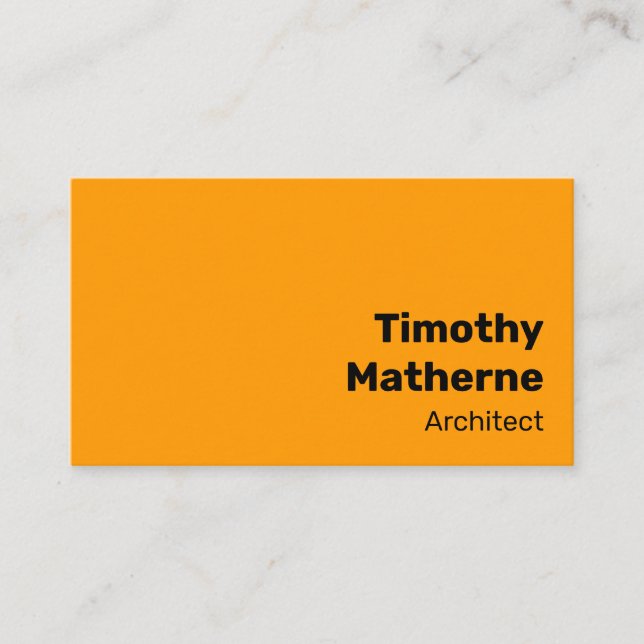 Tarjeta De Visita Naranja brillante simple audaz moderno vibrante (Anverso)