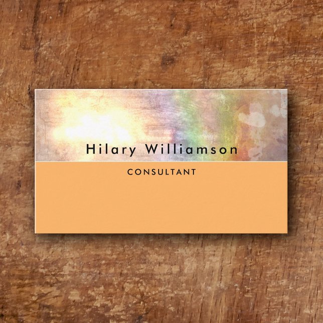 Tarjeta De Visita Naranja brillante Tan Beige Holograma arcoiris (Subido por el creador)