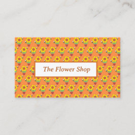 Tarjeta De Visita Naranja Brillante Y Girasol Amarillo