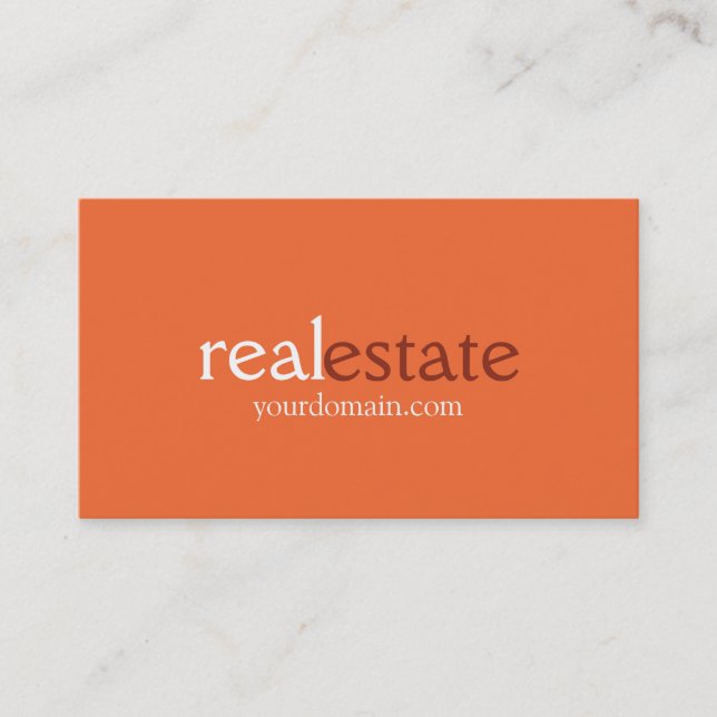 Tarjeta De Visita Naranja Browny Real Estate Agent Business Card (Anverso)
