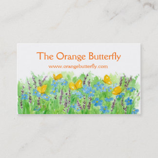 Tarjeta De Visita Naranja Butterfly Business Card Blue Wildflower Ar
