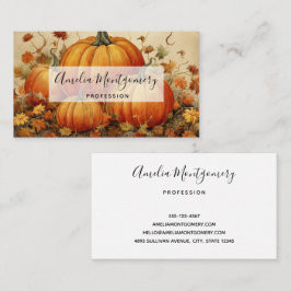 Tarjeta De Visita Naranja Calabazas Rustic Otoño