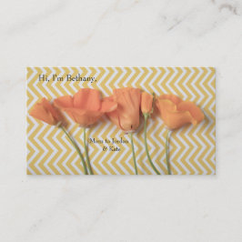 Tarjeta De Visita Naranja California, amapolas en la superficie del 