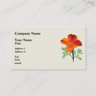Tarjeta De Visita Naranja California Poppy