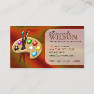 Tarjeta De Visita Naranja Colorful Artists Art Store profesora de ar