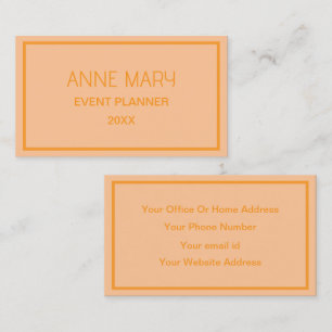 Tarjeta De Visita Naranja Coral Melocotón Color Personalizado Boda S