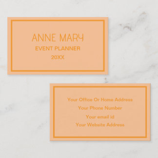 Tarjeta De Visita Naranja Coral Melocotón Color Personalizado Boda S