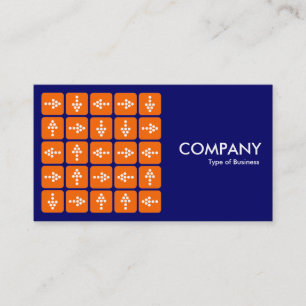Tarjeta De Visita NARANJA cuadrado de flechas LED - azul oscuro