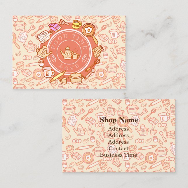 Tarjeta De Visita Naranja Cute Kitchenware (Anverso / Reverso)