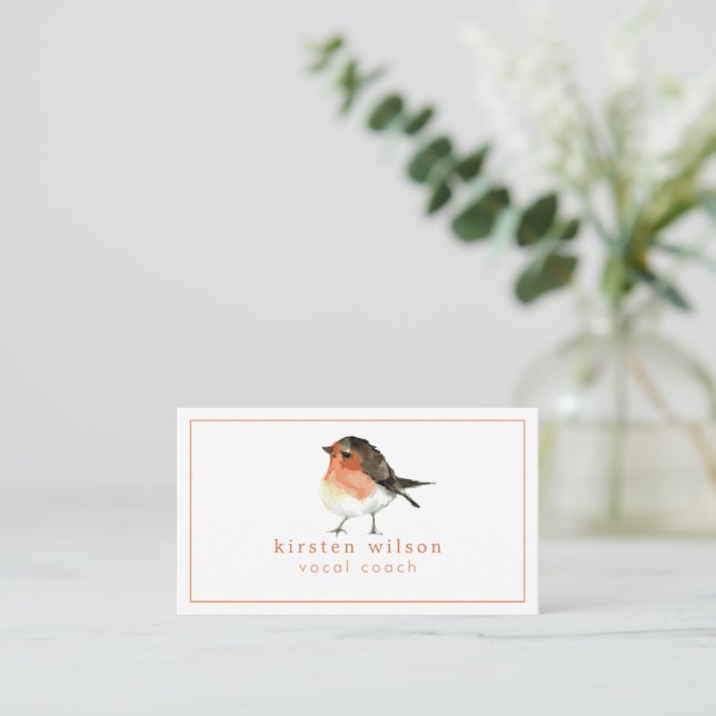 Tarjeta De Visita Naranja Cutte Robin Redmama - Personalizado (Anverso de pie)
