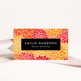 Tarjeta De Visita Naranja Dahlia Flowers, Floristry, Flower Shop