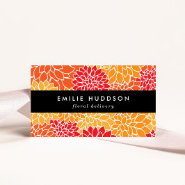 Tarjeta De Visita Naranja Dahlia Flowers, Floristry, Flower Shop