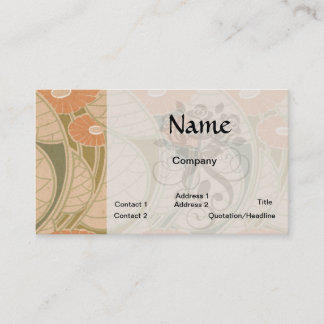 Tarjeta De Visita naranja de amapolas estilo Art Noueveau