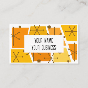 Tarjeta De Visita Naranja de arte pop retro moderno de mediados del 