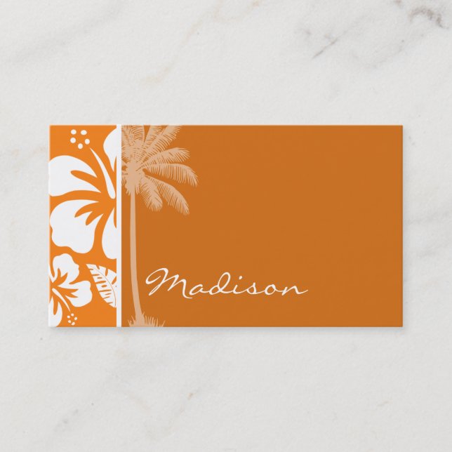 Tarjeta De Visita Naranja de cadmio Hibiscus tropical; Palm (Anverso)