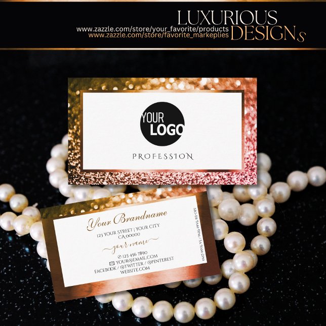 Tarjeta De Visita Naranja de clase Purpurina rosa Ombre blanco Añadi (Subido por el creador)