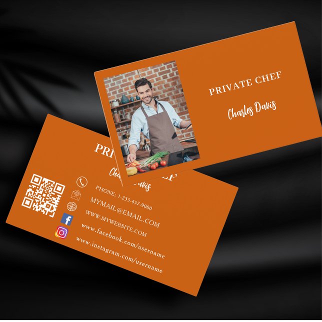 Tarjeta De Visita Naranja de cocina quemado por chef privado código  (Subido por el creador)