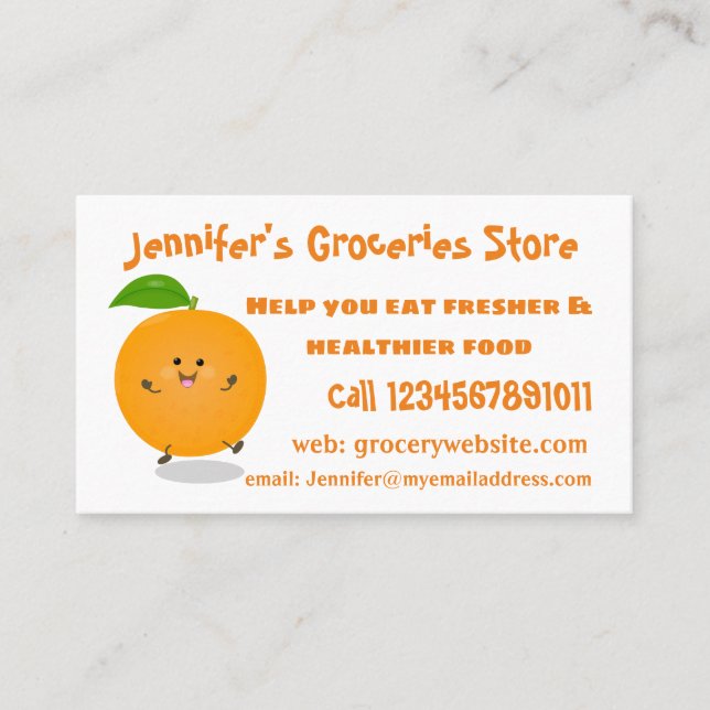 Tarjeta De Visita Naranja de danza dulce cítricos (Anverso)