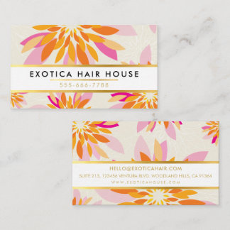 Tarjeta De Visita NARANJA de flores creativas FLORAL MODERNA rosa