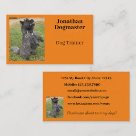 Tarjeta De Visita Naranja de fotografía de entrenador de perros Fond